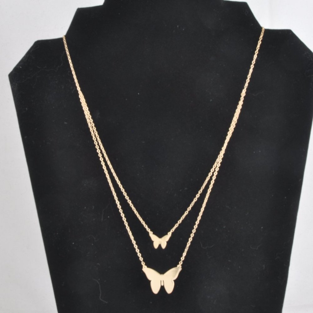 NWT JZ by Jennifer Zeuner Sterling 18K Plated Butterfly Necklace
